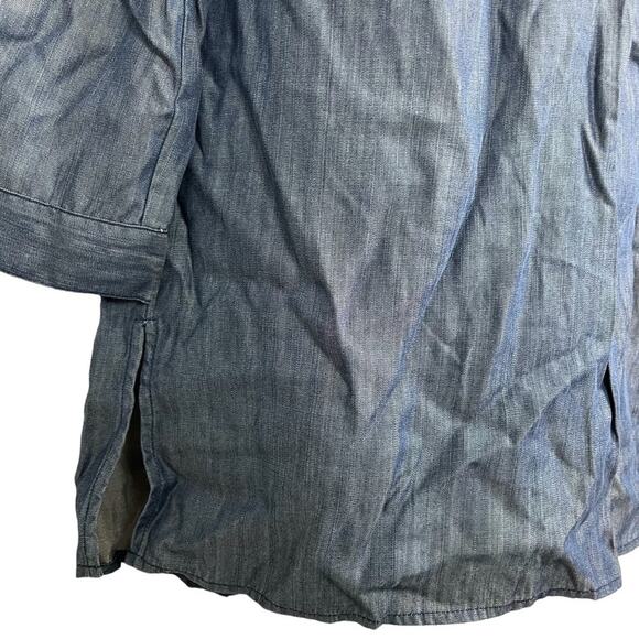 HONEY PUNCH Denim Chambray Long Sleeve Shirt Style Tunic V-Neck Dress sz Small S - Picture 10 of 16